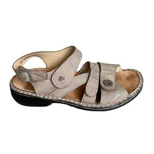 FINN COMFORT Germany Gomera Leather Velcro Strap Sandals Sand Tan 37 D